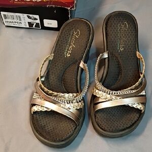 Skechers Women's Gold and Silver Braided Sandals
